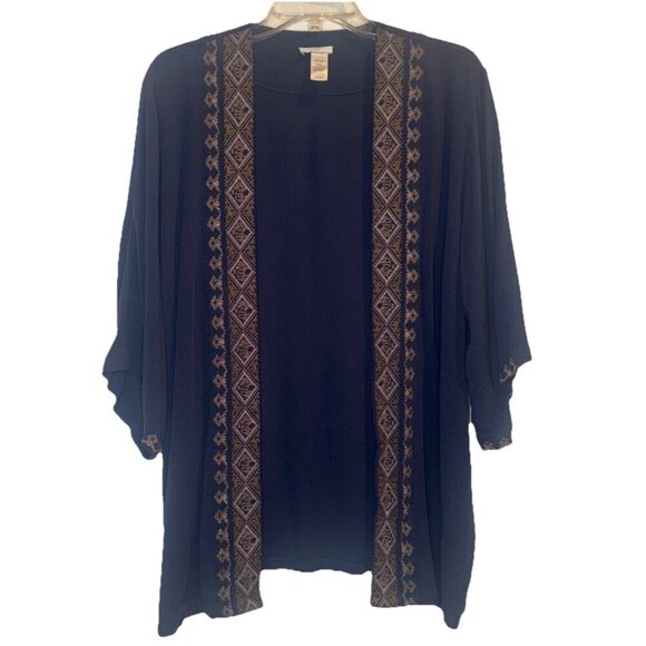 J. Jill Women’s Blue Embroidered Gauzy Open Kimono Cardigan One Size - Picture 1 of 9